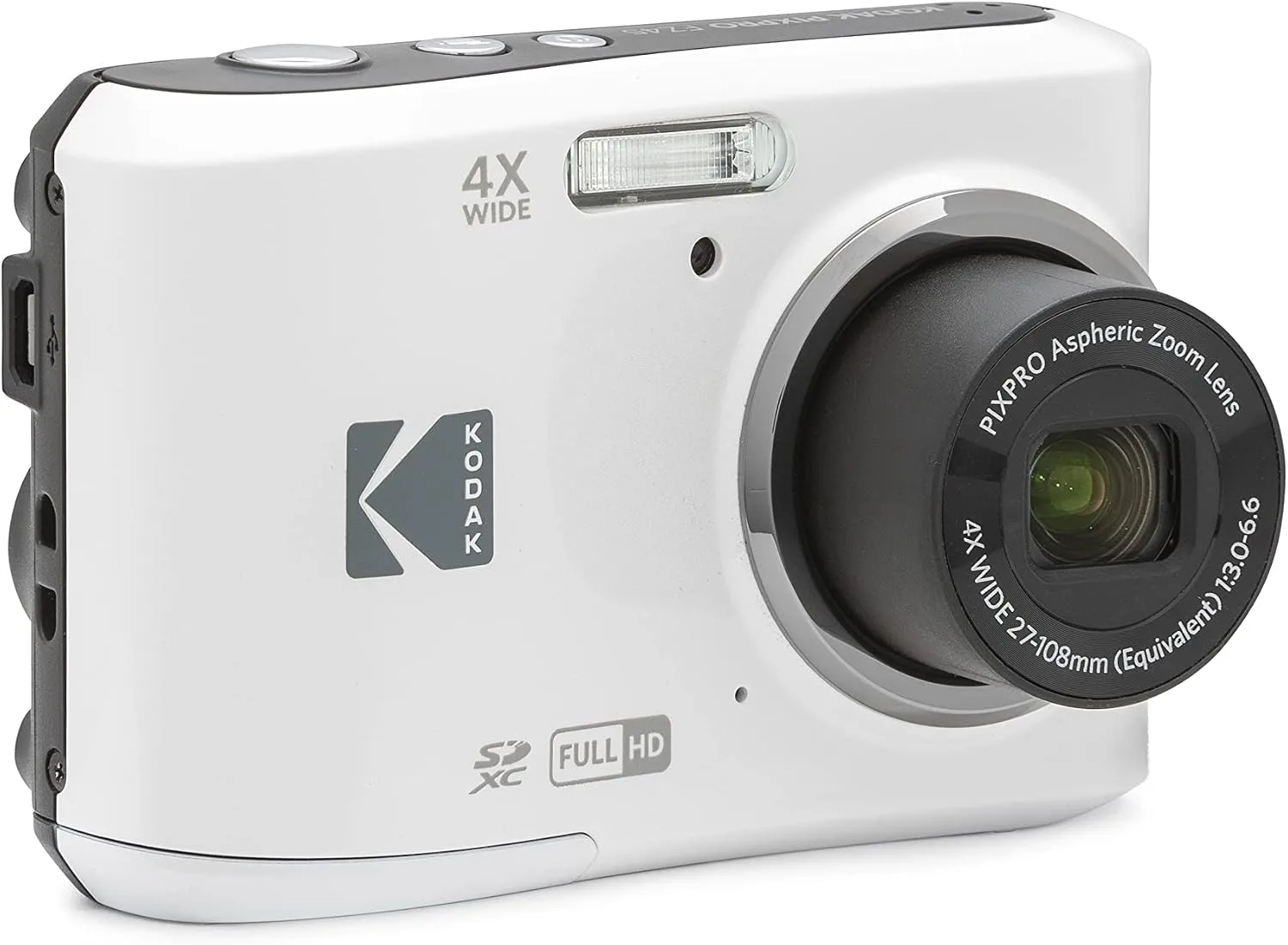 Kodak PIXPRO FZ45-WH 16MP Digital Camera 4X Optical Zoom 27mm Wide Angle 1080P Full HD Video 2.7" LCD Vlogging Camera (White)