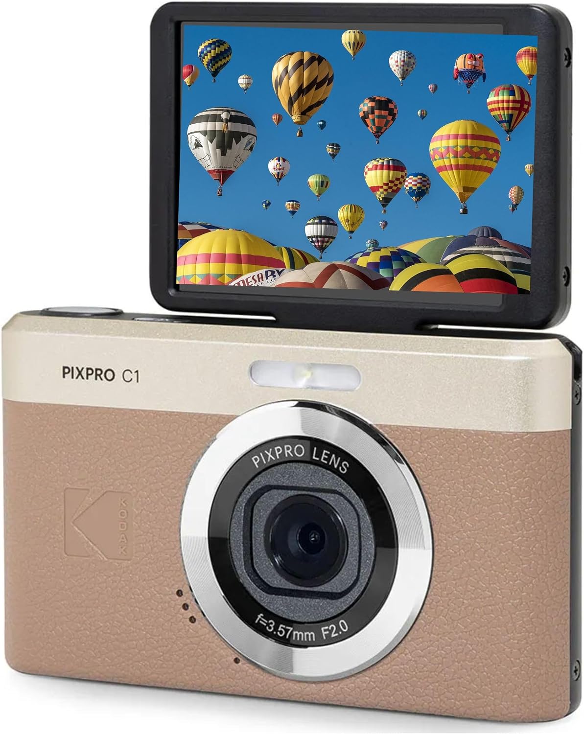 Kodak PIXPRO C1 Compact Digital Camera with 4X Zoom 13MP 2.8” LCD LED Flash Full HD 1080p Video Recording Plus a Free 16GB Memory Card (Brown)