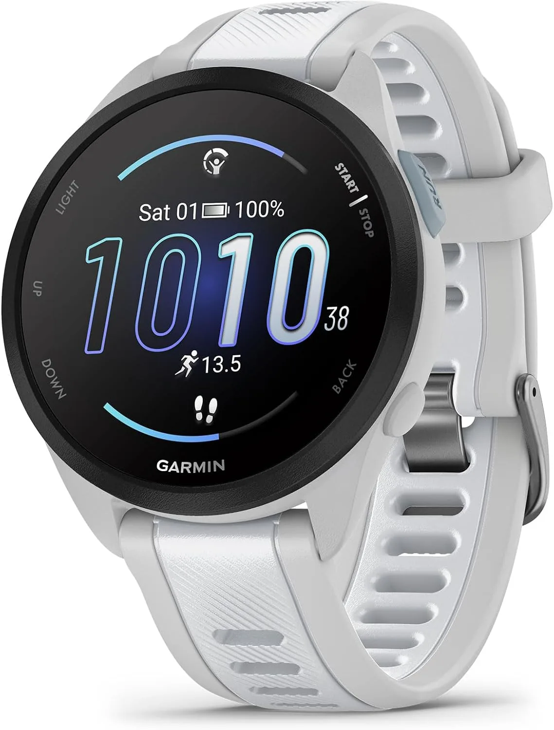 Garmin Forerunner® 165, Running Smartwatch, 43mm, Whitestone